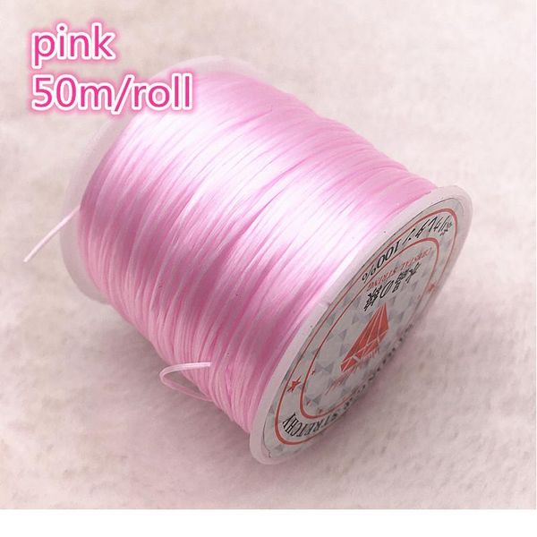 

50m/roll pink flexible elastic crystal line rope cord for jewelry making beading bracelet wire fishing thread qyldhj