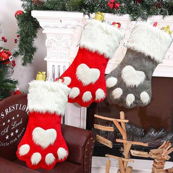 

christmas stockings home decoration accessories plaid christmas gift bags pet dog cat stocking socks xmas tree ornaments1