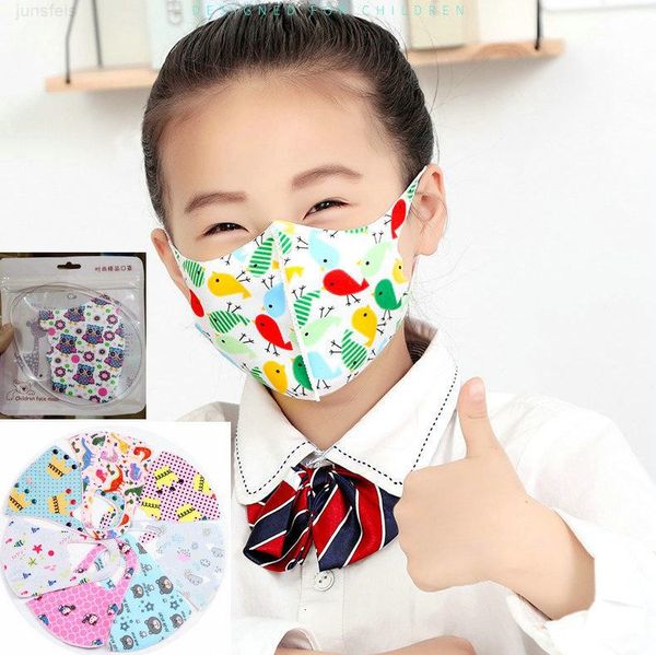 

kids 4-12y fast ship designer face mask ice silk protective reusable washable children cartoon cotton masks in stock sale