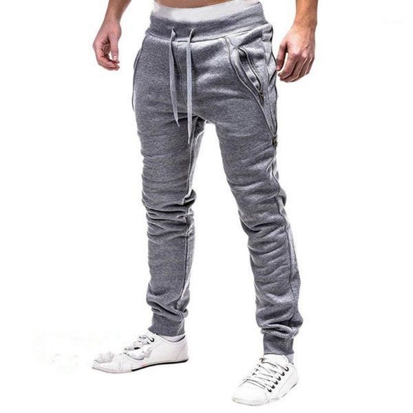 

men's pants mens casual solid multi-pocket trousers streetwear slim drawstring cargo pencil male 2021 spring jogging sweatpants1, Black
