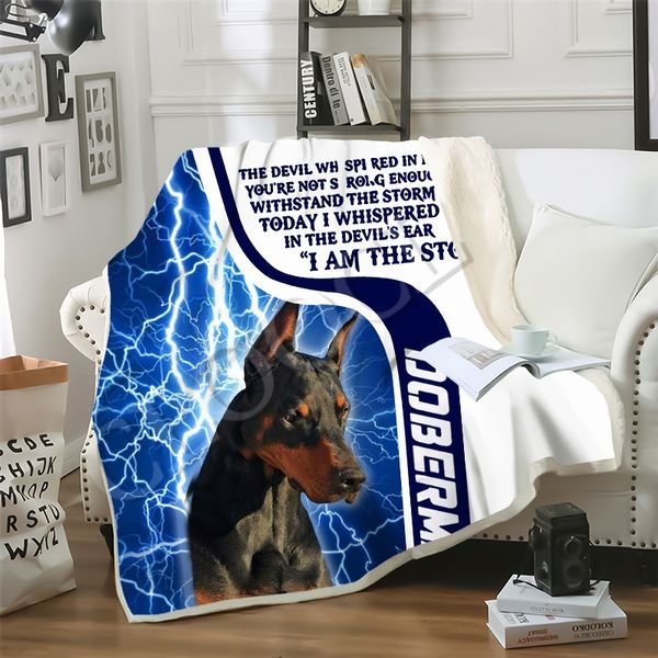 

cloocl factory wholesale animal i am a storm doberman dog blankets 3d print double layer sherpa blanket on bed home textiles dreamlike style