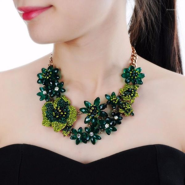 

5 colors fashion jewelry bling glass crystal choker statement pendant bib necklace1, Golden;silver