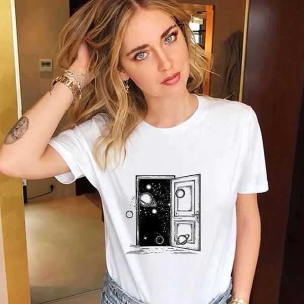 

2020 new summer t-shirt universe faith print harajuku t shirt women casual tshirt white female clothing o-neck short sleeve