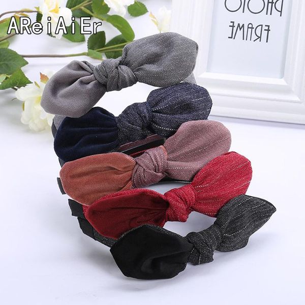 

hair clips & barrettes bow headband bands for women headdress solid color vintage soft girls cloth hairband hoop female accessories, Golden;silver