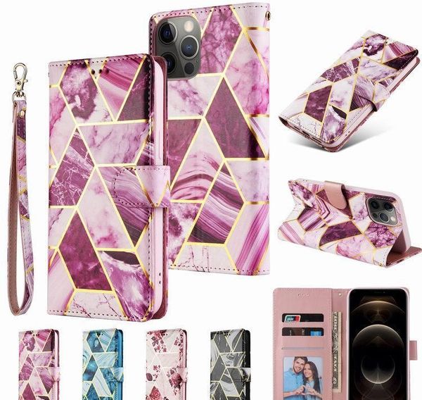 

new fashion imprinted marble stone leather wallet phone case for iphone 12 11 pro max x xr qyleju yyysports