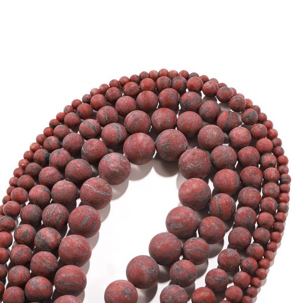 

1strand lot natural stone dull polish matte sesame red brecciated jaspers bead round loose spacer beads for diy jewelry making h jllggt