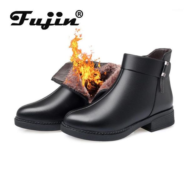 

boots fujin cotton shoes women's winter 2021 style middle aged flat bottom warm fashion breathable padded shoes1, Black