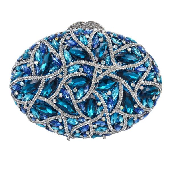 

evening bags blue oval fashion luxury crystal bag women diamante wedding purse clutch ladies deluxe chain handbags 88185