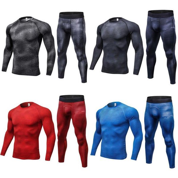 

mens printed fitness training long sleeve sweatpants sportswear set1, Gray