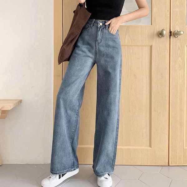 

vintage jeans for women denim flare stretch high wasit denim long pants wide leg casual trousers boyfriend bottom jeans1, Blue