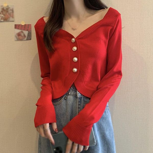 

women's knits & tees women beading knitted cardigans single-breasted slim twisted sweater female autumn v-neck outwear, White