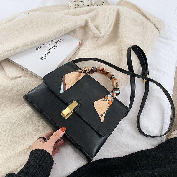 

shine women small square crossbody bag fashion ribbon black shoulder satchel fashion solid shopping bag for women
