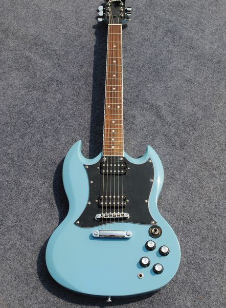 

promotion new arrival blue sg electric guitar body material rosewood fingerboard black pickguard