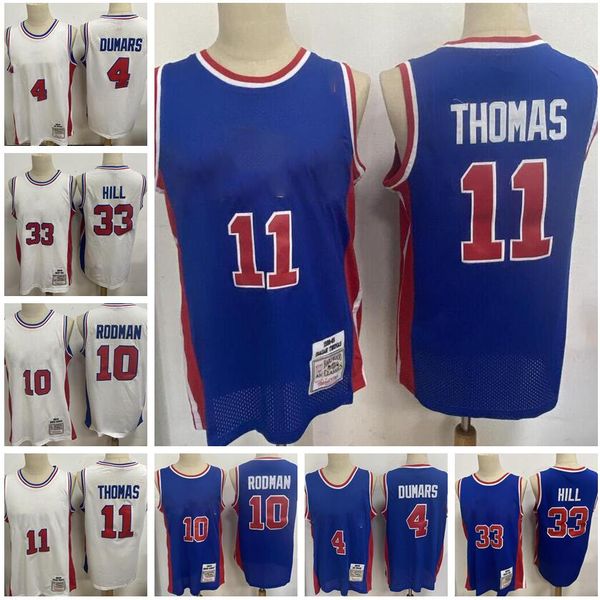 

men s-2xl basketball jerseys 33 grant hill 4 joe dumars 10 dennis rodman 11 isaiah thomas retro 1988-89 red black white city jersey, Black;red