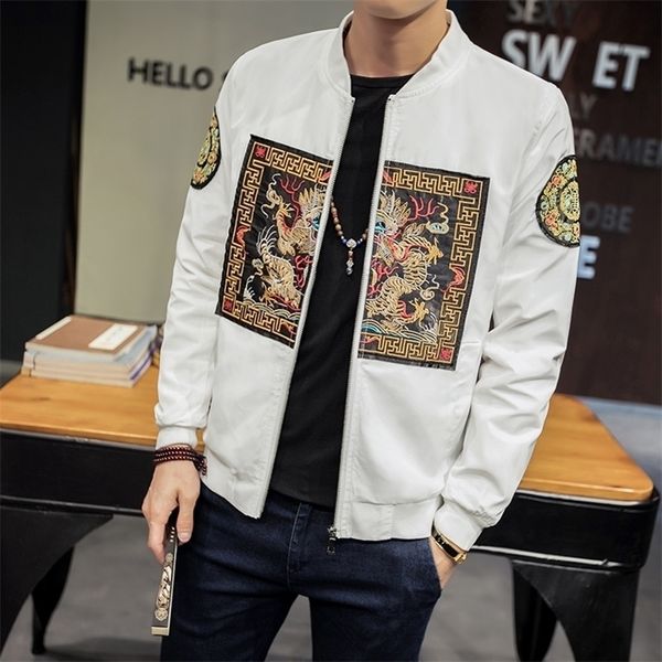 

spring autumn bomber jacket men new fashion chinese long pao jackets men slim fit casual mens coats windbreaker 5xl-m sale 201103, Black;brown
