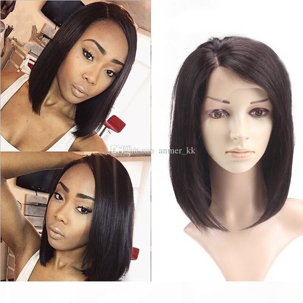

short bob wigs brazilian remy hair straight full lace human hair wigs for women natural black color human hair wigs, Black;brown