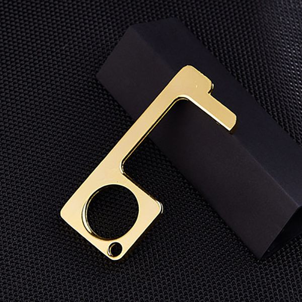 

edc brass closer keychain handheld offering non-contact door opener hook & stylus utlity tooll54el54e, Silver