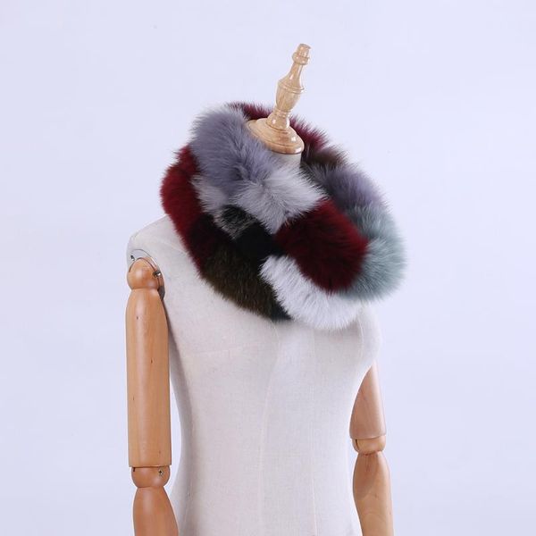 

scarves 2021 brand genuine real fur women's lady scarf ring cowl snood cirle infinity wraps shawl multicolour, Blue;gray