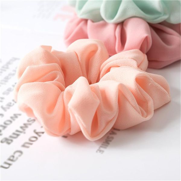 

korean chiffon hair ties for girls scrunchies sweet pink women hair accessories elastic hair bands girls solid ponytail holder q bbyesn