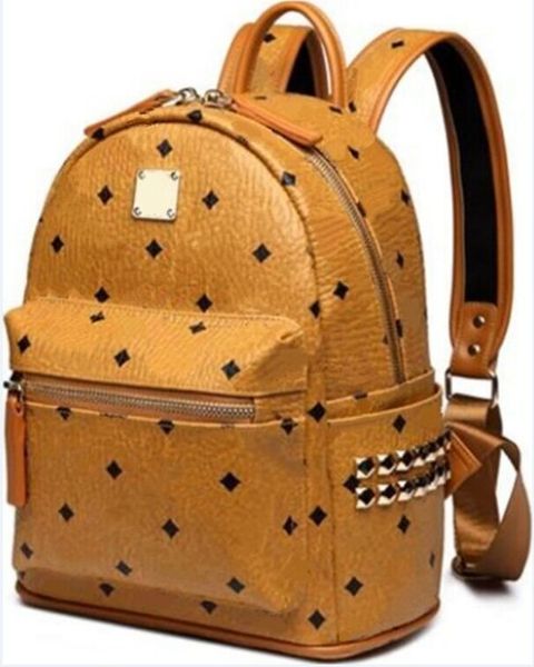 Mulheres e Homens Mochila de Alta Qualidade Saco de Escola de Couro para Adolescentes Punk Rebite Feminino Saco de Viagem Preto Brown Bolsos Mujer Mochilas