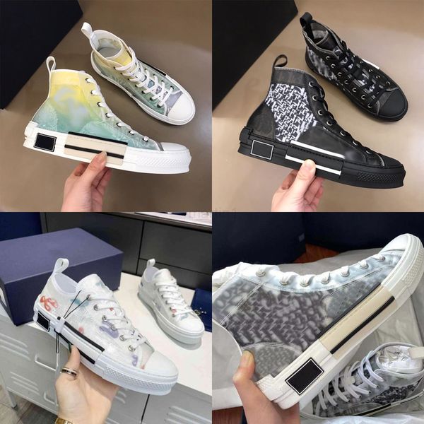 

casual shoes designer b23-24 oblique technology canvas trainers sneakers men women fashion breathable outdoor platform flat trainer sneaker, Black