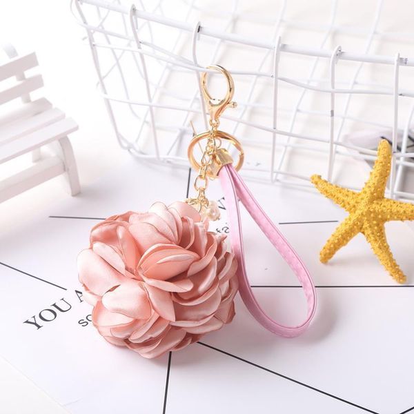 

12pcs dozen whole sale leather strap rose flower keychain bag pendant car ornaments charm for women buckle key ring eh590 c h bbyacl