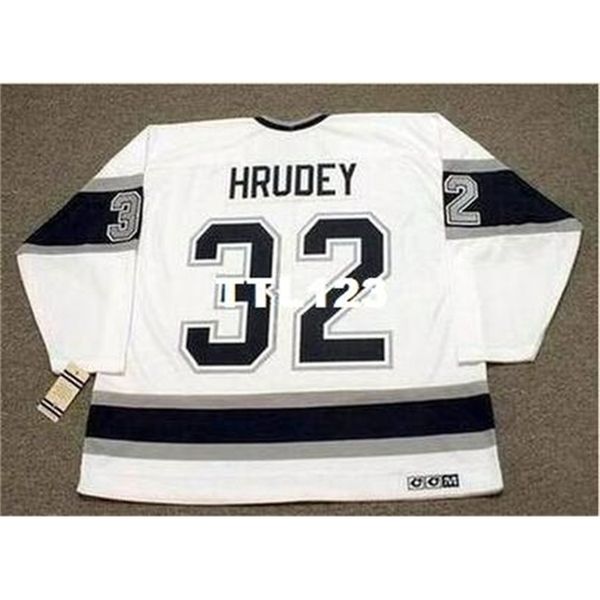 

121 #32 kelly hrudey los angeles kings 1993 ccm vintage away home hockey jersey or custom any name or number retro jersey, Black