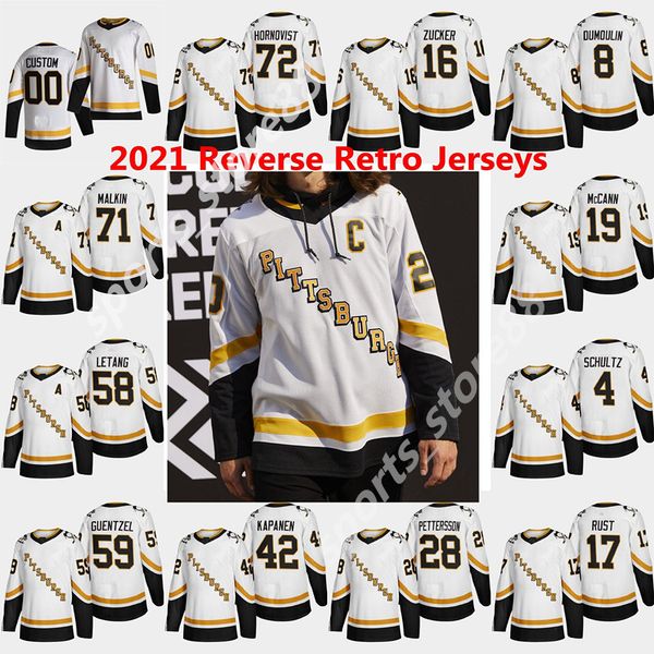 

pittsburgh penguins 2021 reverse retro hockey jersey sidney crosby jersey evgeni malkin kris letang jake guentzel matt murray custom stitch, Black;red