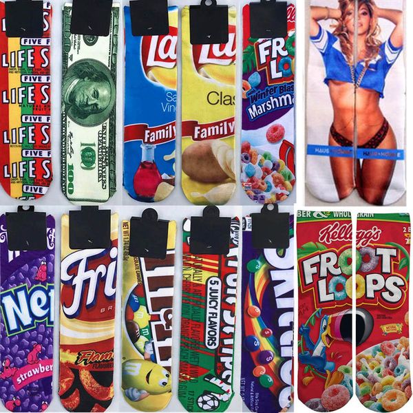 

40cm -30cm novelty multicolors cartoon socks mens womens 3d printed cartoon socks cheerleader socks girls childrens sports stocking, Black