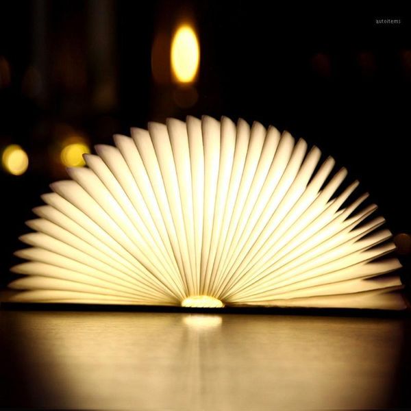 

book lamp night light brithday gift portable usb rechargeable breathe led magnetic foldable wooden desk lamp for home decor1
