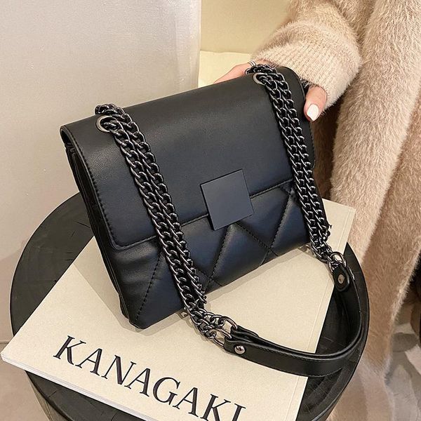 

lattice square crossbody bag 2020 fashion new pu leather women's designer handbag chain shoulder balck bag