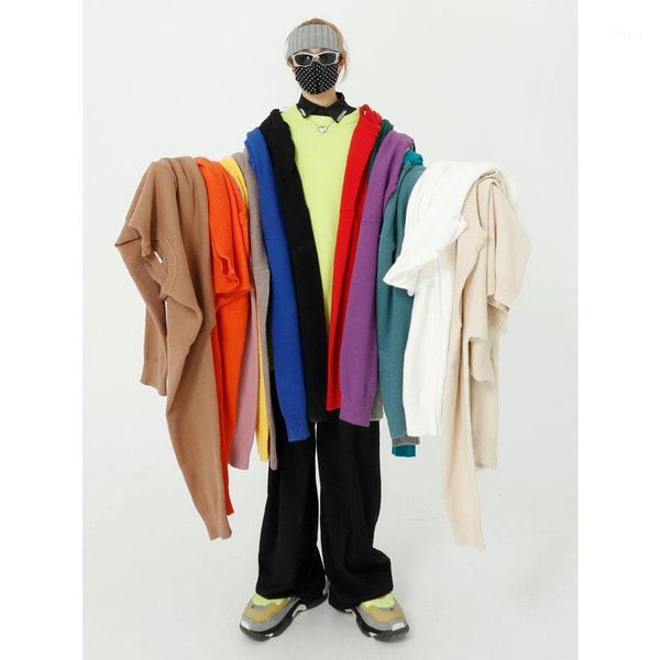 

16 colors autumn winter male streetwear casual loose couple knitted sweater men women slim fit pullovers sweater1, White;black