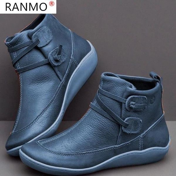 

2020 pu leather ankle boots for women autumn winter cross strips vintage women punk boots shoes ladies flat woman, Black