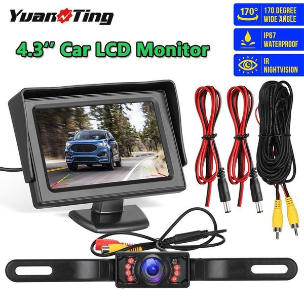 

yuanting 4.3" car vehicle rearview mirror monitor & cmos license plate backup parking reverse camera with 7 led night vision 12v1