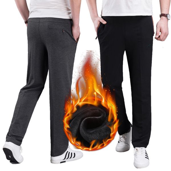 

men's trousers with male wool zipper in a straight winter velvet sweatpants men corridors embroidered then casual pants, Black