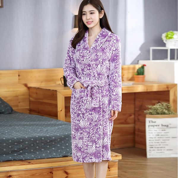 

2021 new print autumn midi nightgown for woman thick flannel evening oversized with stripes v neck sleepwear ladies vkp8, White