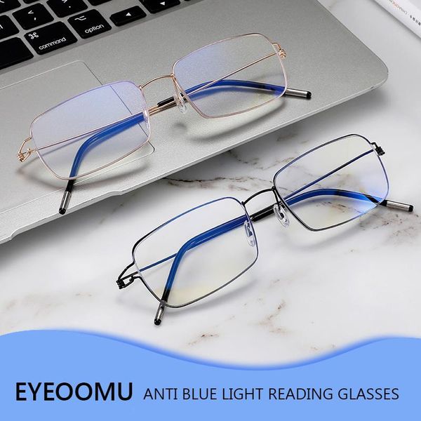 

sunglasses 2021 anti blue ray reading glasses with elasticity frame men reader women presbyopic stainless steel eyeglasses business eyewear, White;black