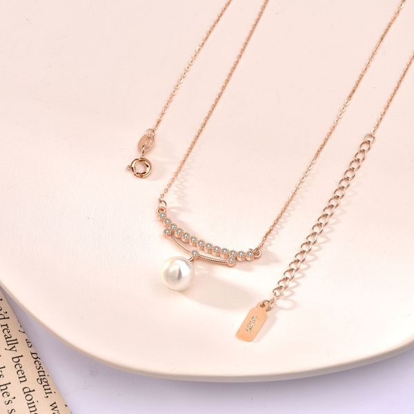 

light luxury chomel necklace affordable luxury fashion smile pearl necklace 925 sterling silver clavicle chain factory direct sales fashion