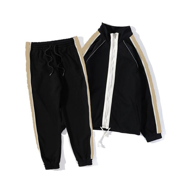 

men sportswear tracksuits 2021 new autumn winter casual tracksuit set fashion coats man joggers mens streetwear sweatshirts male w15 wsoir, Black