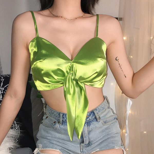 

strap butterfly strap sling vest female sling sleeveless solid wrapped chest tie v-neck woman camisole, White