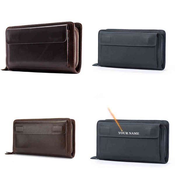 Nxy Wallet Westal Cartera De Mano Cuero Genuino Para Hombre Bolso Con Doble Cremallera Largo 9069 0214