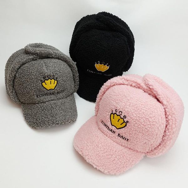 

2019 зимние дети бейсбол шляпа бомбардировщики шляпы ягненка кашемировой гора горас дети snapback caps кость мальчики девочки кепки wmtymn h, Black;white