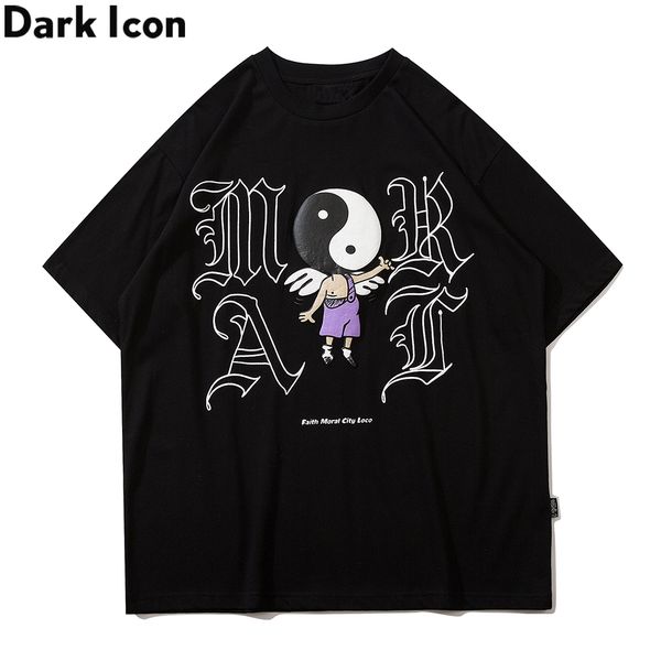 

dark icon funny printed streewear men's t-shirt short sleeve 2021 summer oversized tshirts man male tee, White;black