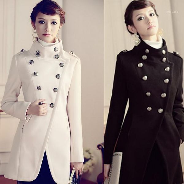 

new women's england stylewool coat double breast winter coat fashion jacket outerwear, Black