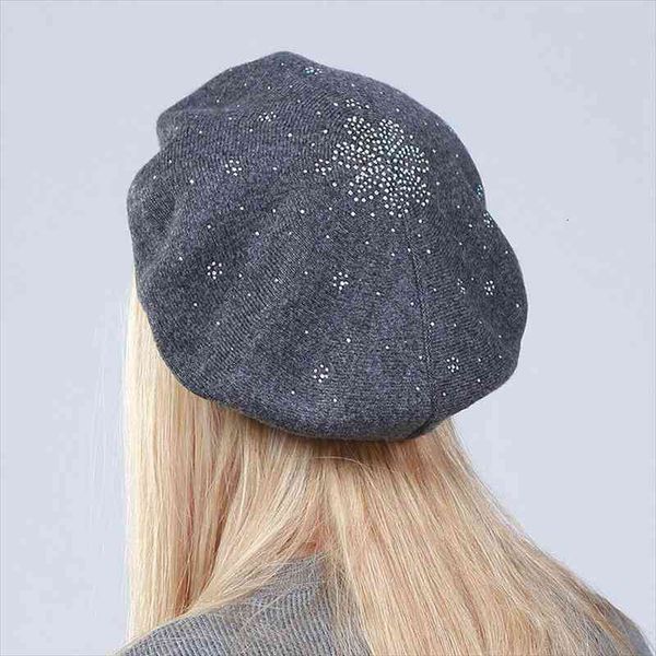 

winter hat ladies berets wool cashmere beanie women brand casual bonnet female vintage knitted cap for girls, Blue;gray