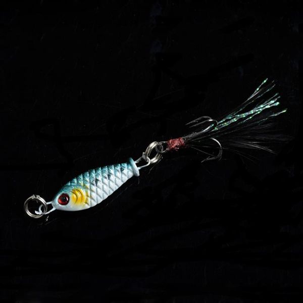 

4pcs/lot metal spinner fish lure 6g 6.5cm feather bait striped bass killer bait long sfishing tackle wmturn xhlove