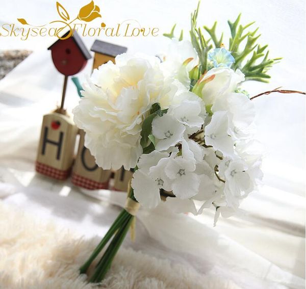 

decorative flowers & wreaths artificial flower peony silk for home decoration real touch hydrangea wedding bouquet
