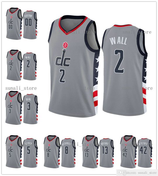 

2020-21 new city gray bradley 3 beal john 2 wall davis 42 bertans rui 8 hachimura shabazz 5 napier thomas 13 bryant jerseys edition, Black;red