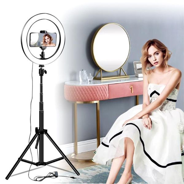 

26cm usb ring light with 165cm tripod stand lamp for selfie p youtube live 10 inch pgraphy light ring 3 colors1