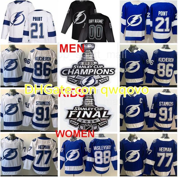 

2020 stanley cup finals champions tampa bay lightning jersey brayden point steven stamkos victor hedman nikita kucherov vasilevskiy hockey, Black;red